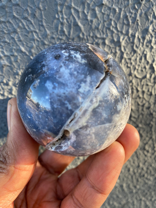Blue Plume Agate Sphere PS02