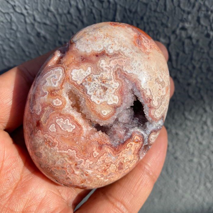 Pink Crazy Lace Agate Palmstone CP02