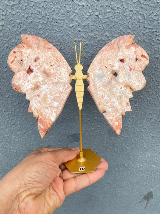 Pink Crazy Lace Agate Butterfly On Stand CB02