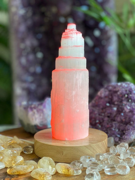 Selenite tower 20cm - White Light