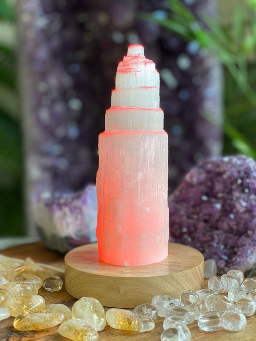 Selenite tower 20cm - Color Changing Light