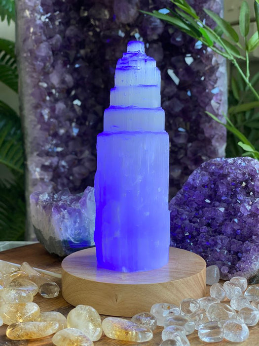 Selenite tower 20cm - White Light