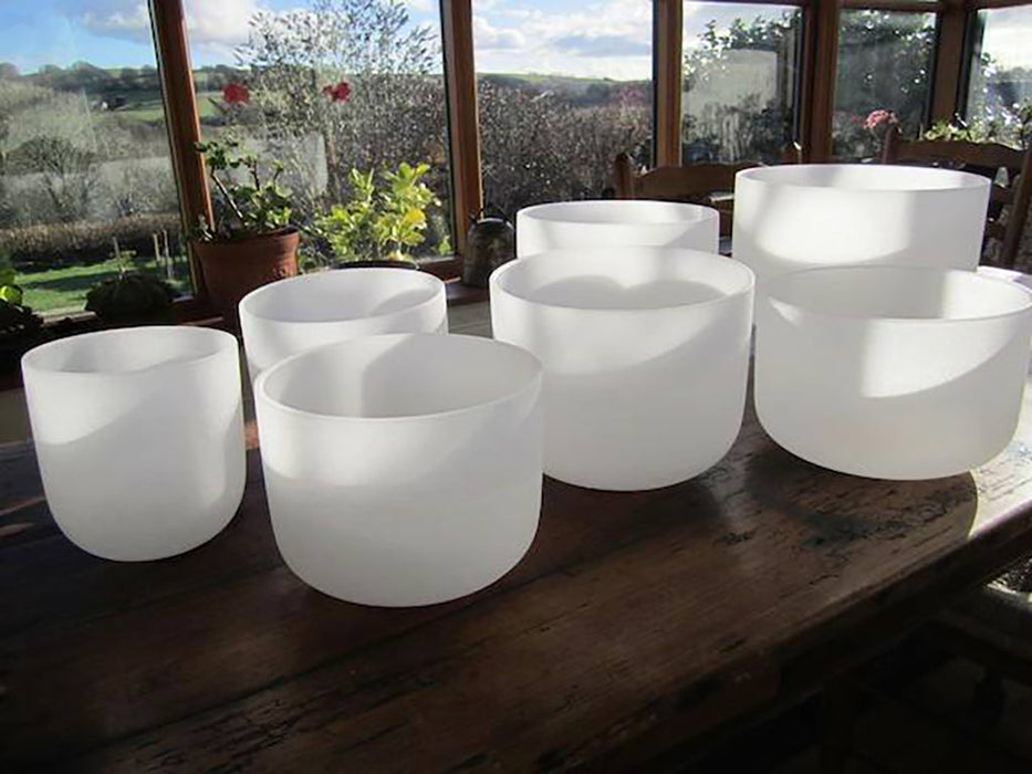 Full Set of 7 White Quartz Singing Bowl