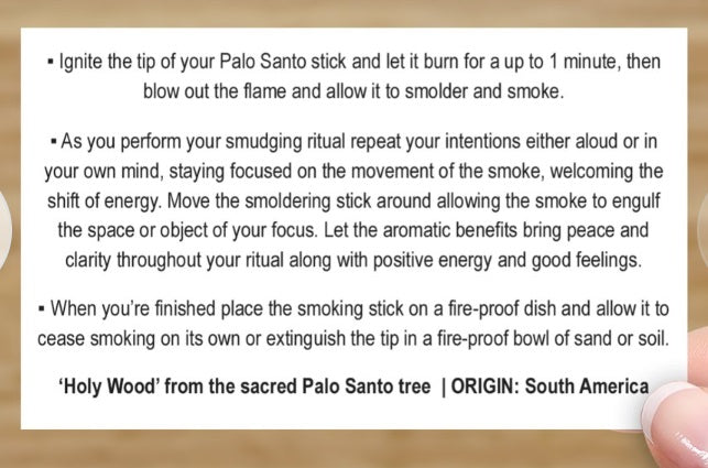 Palo Santo Info Card 25 pack