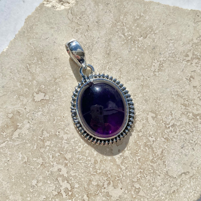 Amethyst Cabochon Oval Pendant AME30