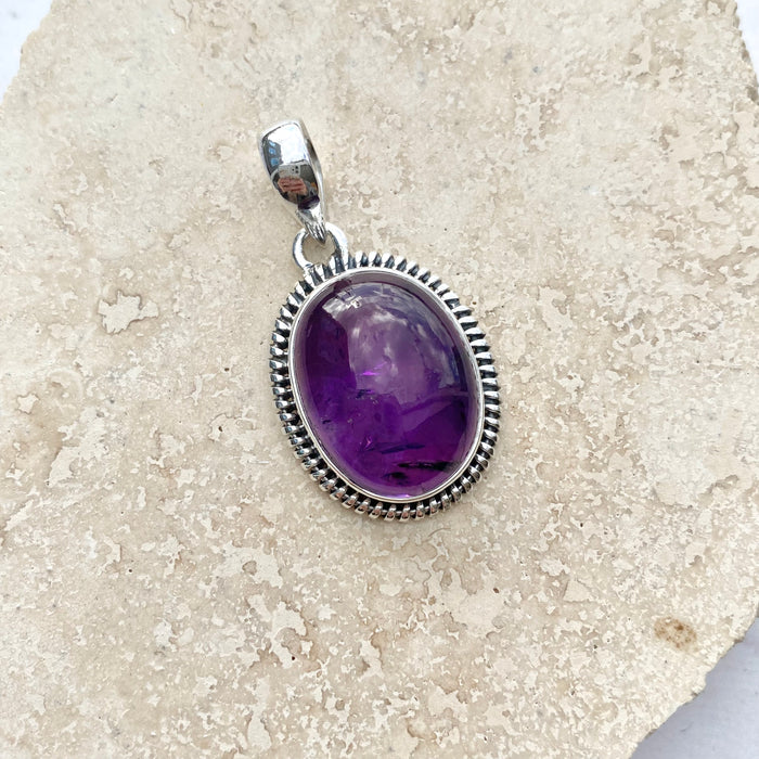 Amethyst Cabochon Oval Pendant AME41