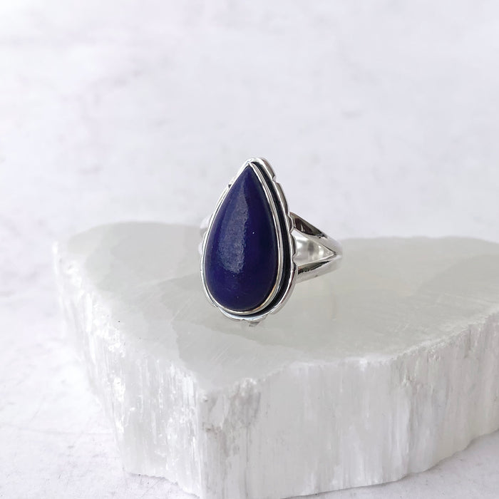 Lapis Lazuli Teardrop Ring (SZ 8) - LP36