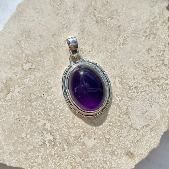 Amethyst Cabochon Oval Pendant AME38