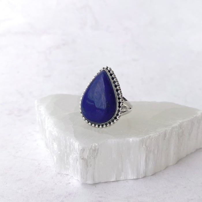 Lapis Lazuli Teardrop Ring (SZ 8) - LP33