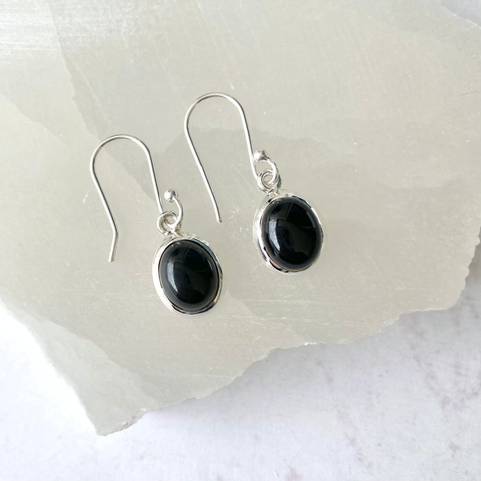 Black Onyx Oval Earrings - BKE03