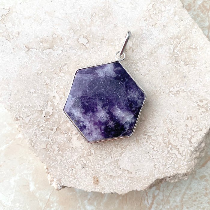 Lepidolite David Star Pendant - 1pc