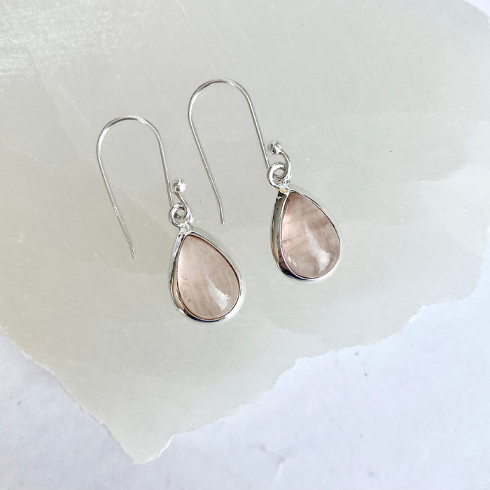 Rose Quartz Teardrop Earrings RQE01