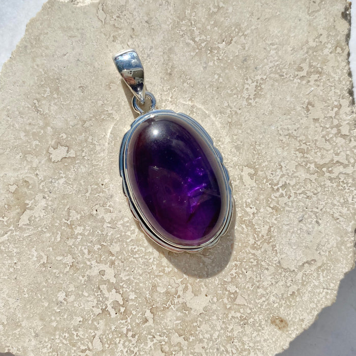 Amethyst Cabochon Oval Pendant AME35
