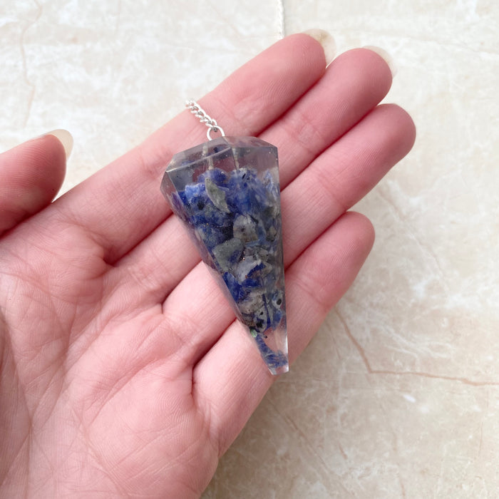 Orgonite Sodalite Faceted Pendulum