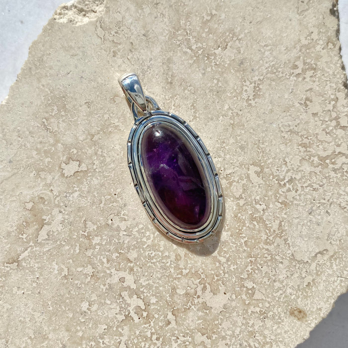 Amethyst Cabochon Oval Pendant AME31