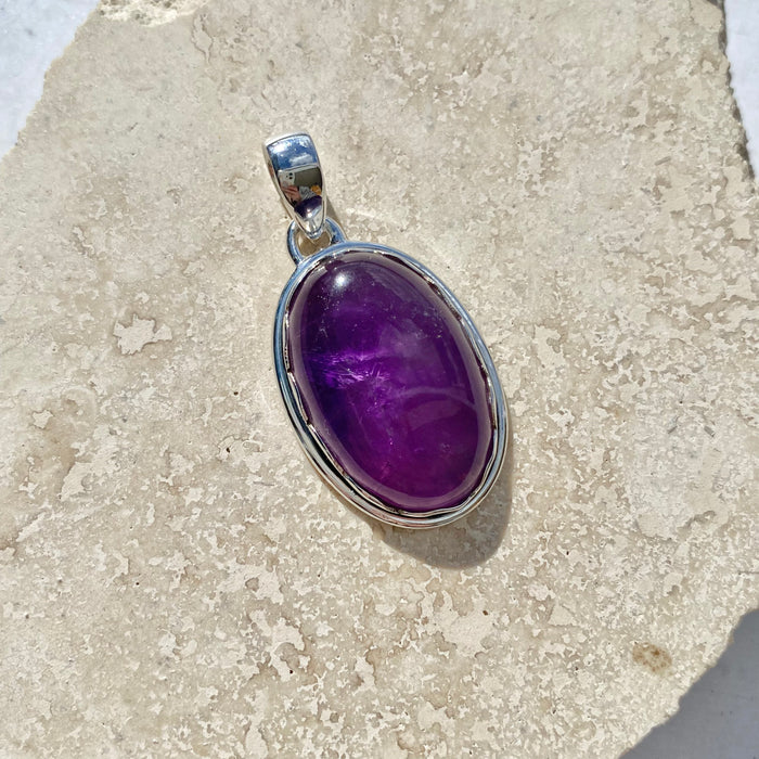 Amethyst Cabochon Oval Pendant AME34