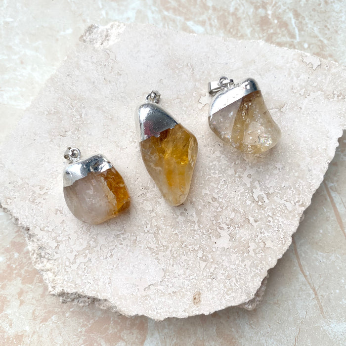 Citrine Crystal Capped Pendant 1pc