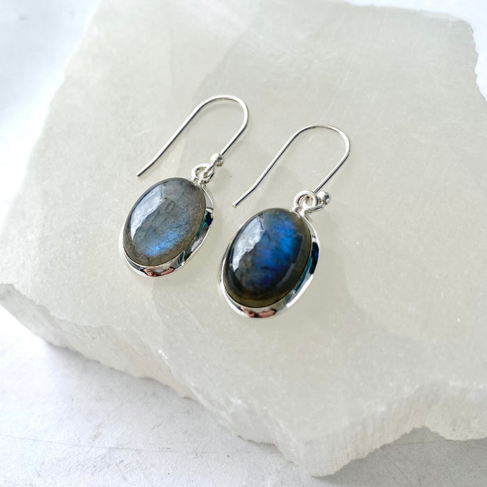 Labradorite Oval Earrings - LBE04