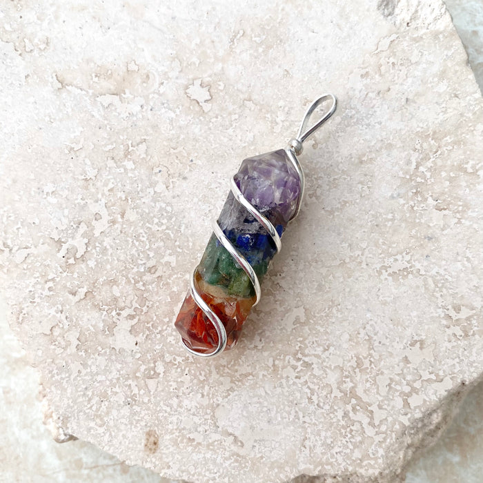 7 Chakra Orgonite Spiral Pendant BOGO