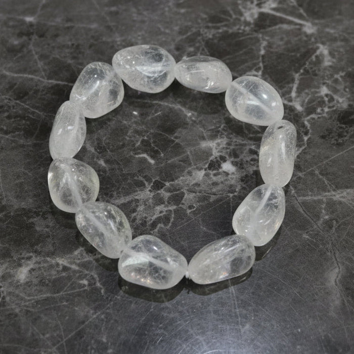 Clear Quartz Tumble Bead Bracelet