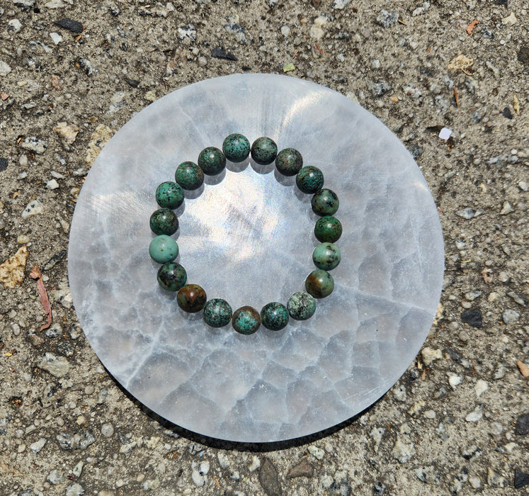 African Turquoise Bead Bracelet 10mm