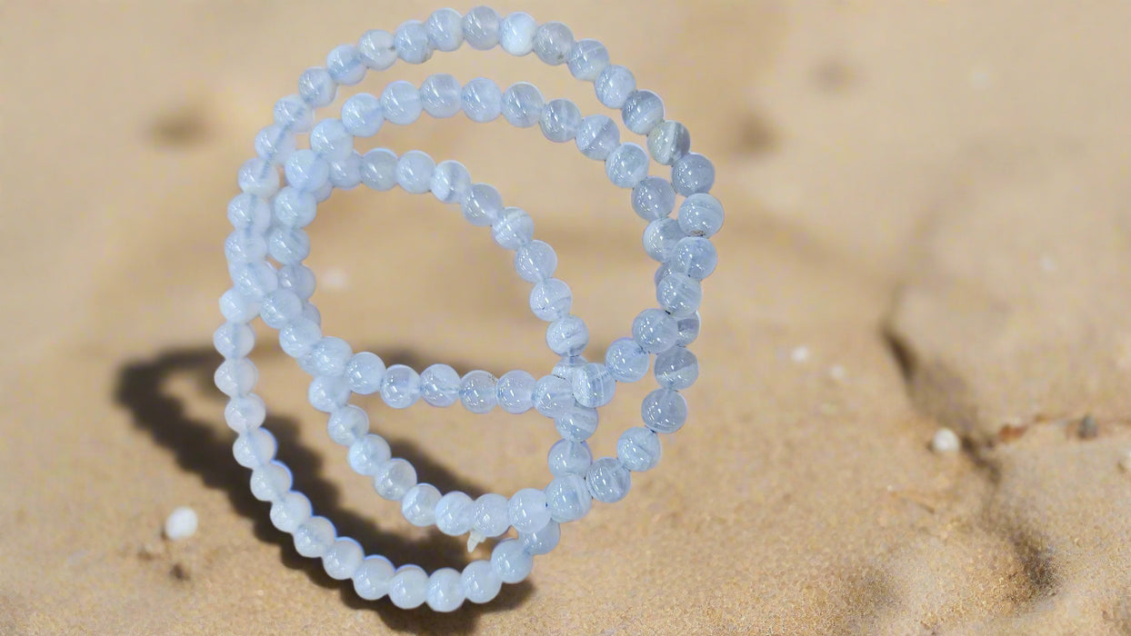 Blue Lace Agate Bead Bracelet 6mm