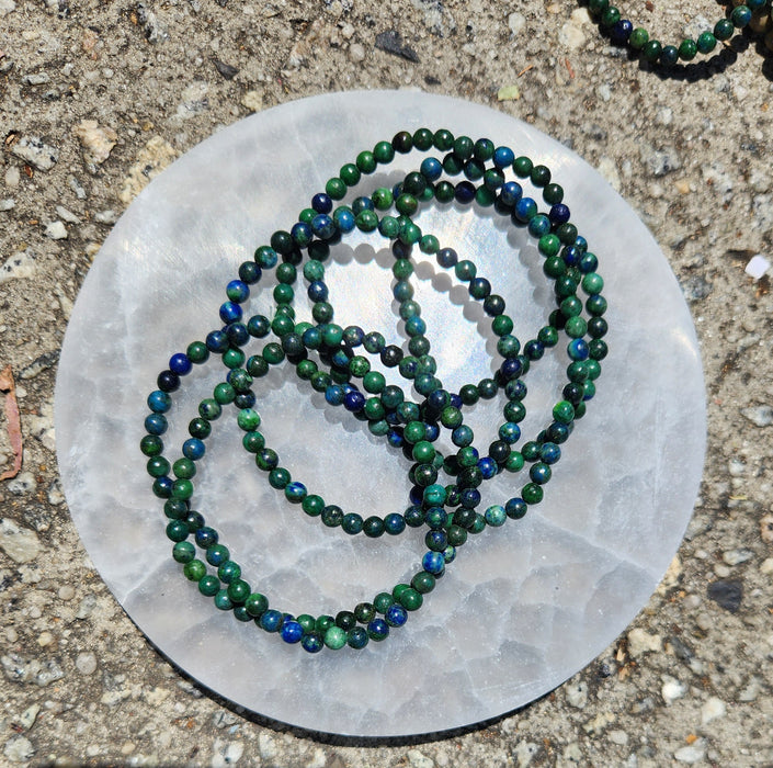 Chrysocolla Lapis Bead Bracelet 4mm