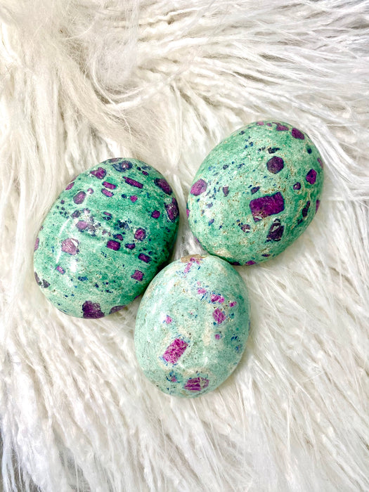 Ruby Fuchsite Palm stones