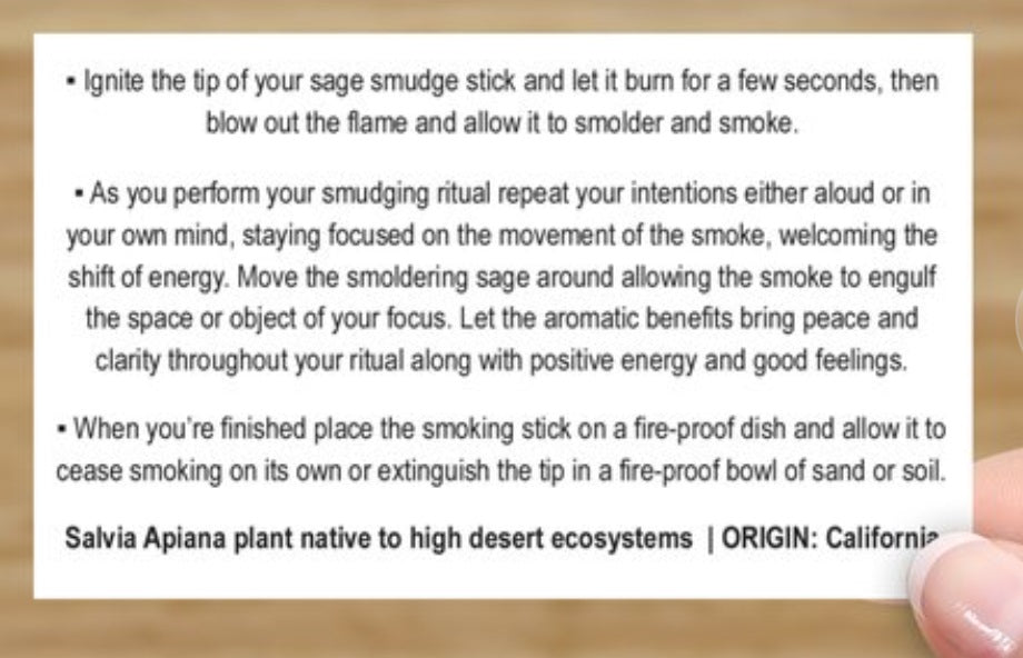 White Sage Info Card 25 pack