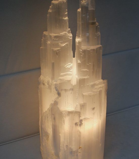 Selenite Twin Lamp 30cm - Warm Light