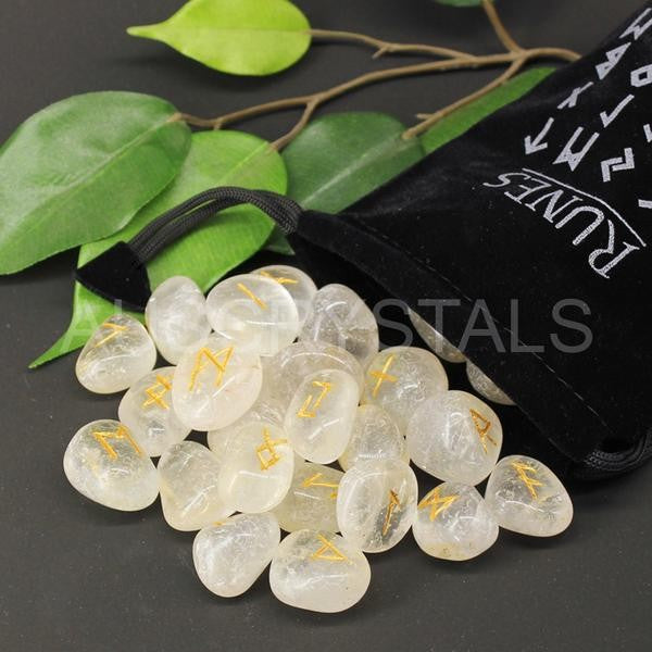 Clear Quartz Runes Set