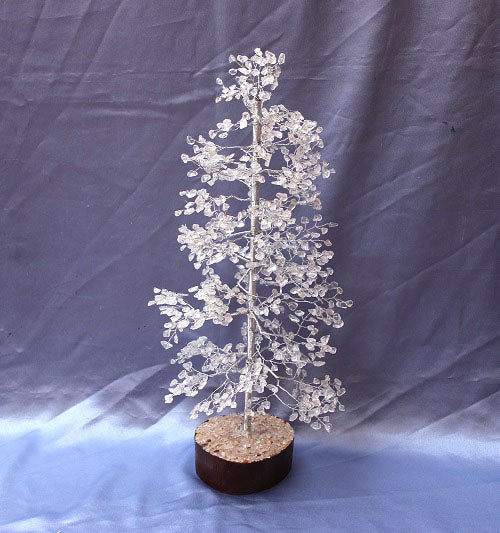 Clear Quartz Tree- Large Silver