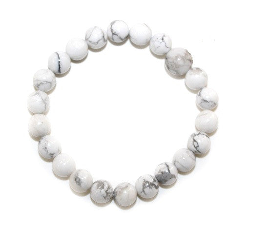 White Howlite Bead Bracelet 6mm
