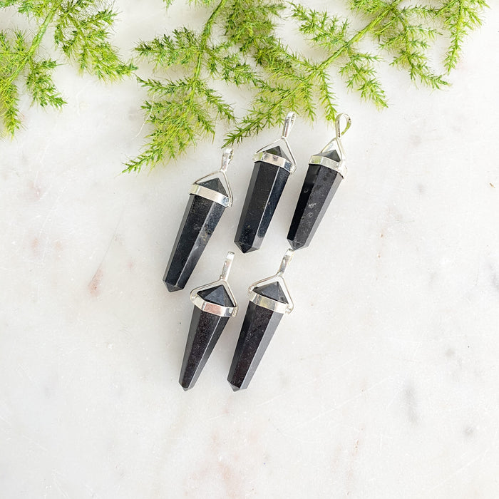 Black Tourmaline Halo Set DT Pendant