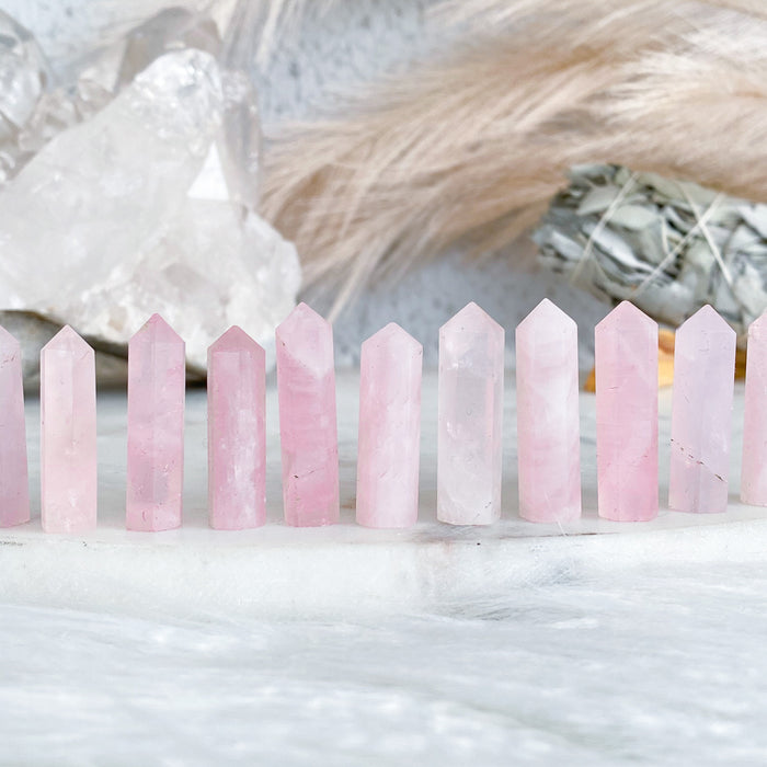 Rose Quartz Tower Mini drilled holes 1pc