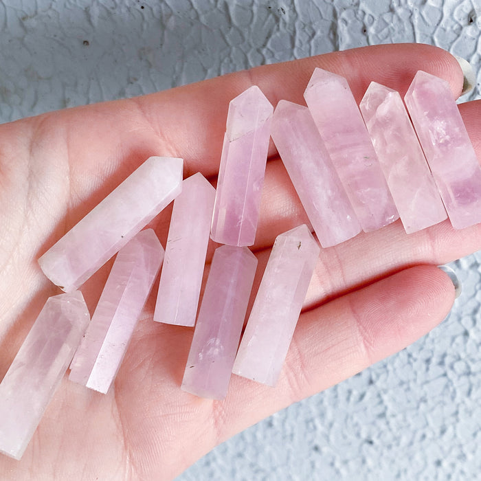 Rose Quartz Tower Mini drilled holes 1pc