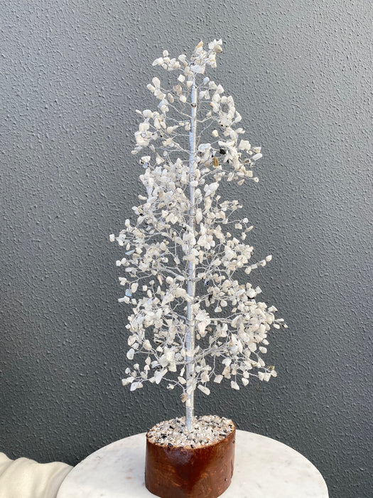 Rainbow Moonstone Tree - Large Silver