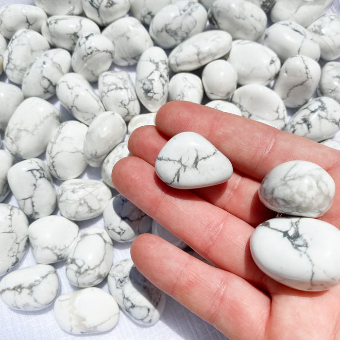 White Howlite Tumbled Stones A Grade