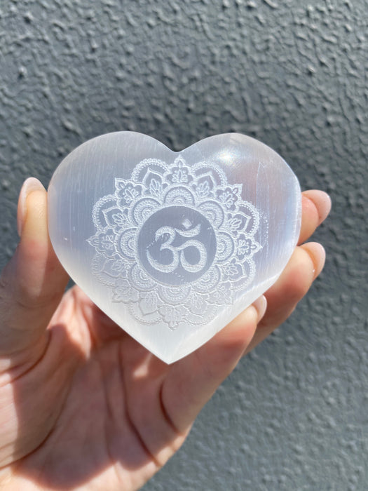 Selenite Engraved Heart