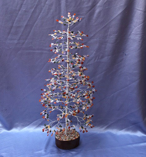 Mixed Crystal Tree - Large Silver