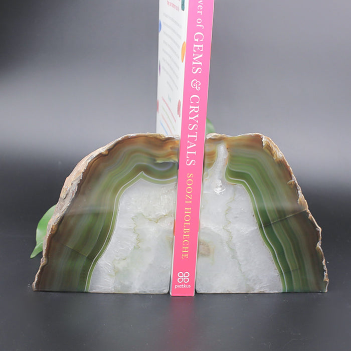 Crystal Agate Bookends- Green
