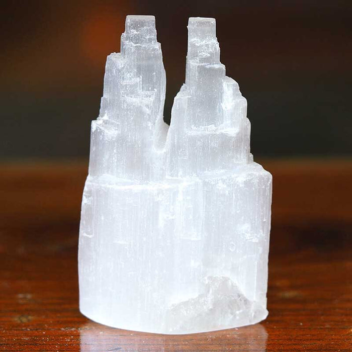 Selenite Twin Lamp 20cm - Cool LED Light