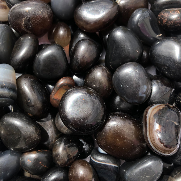 Black Agate Tumbled Stones