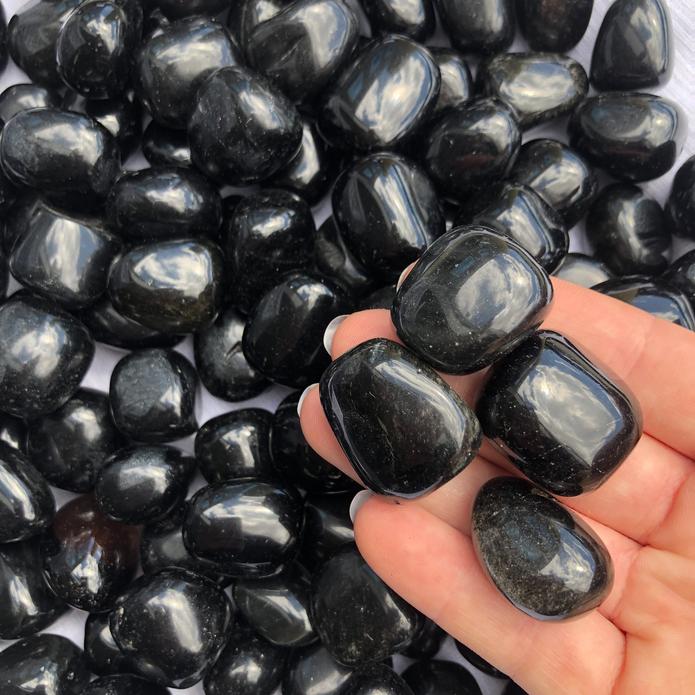 Black Tourmaline Tumbled Stones A Grade