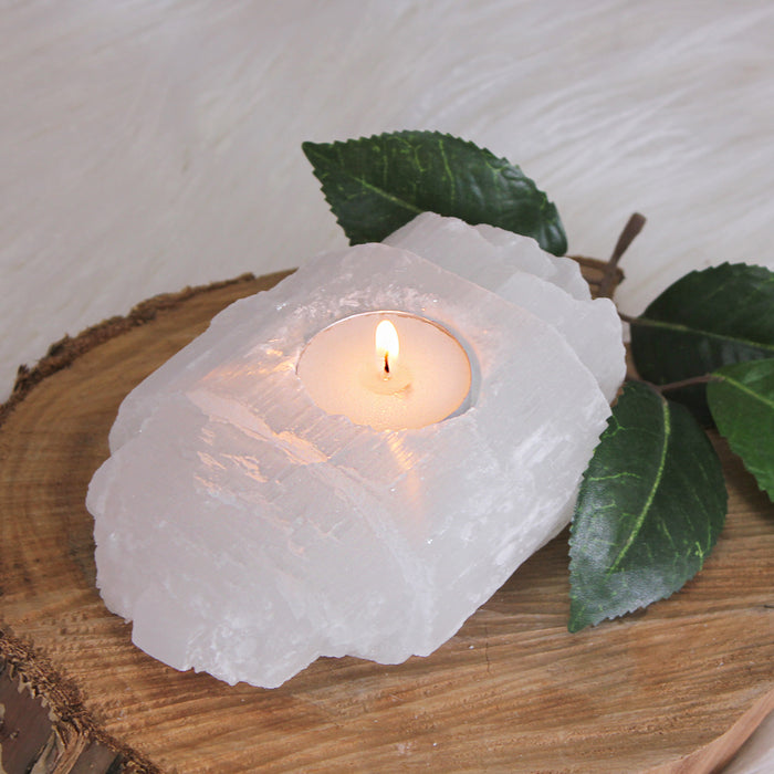Selenite Wide Candle Holder
