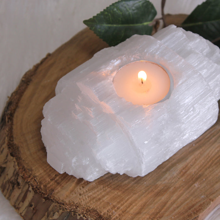 Selenite Wide Candle Holder