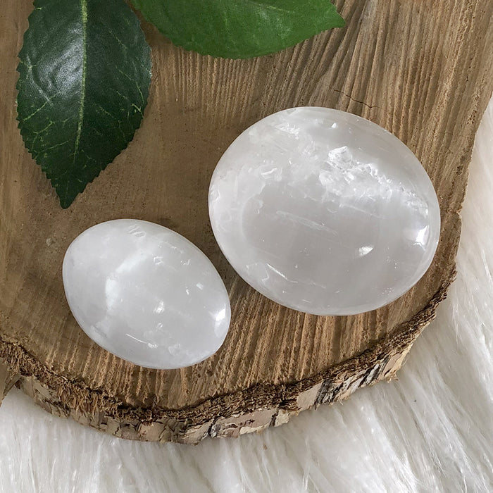 White Selenite Palmstone 1pc
