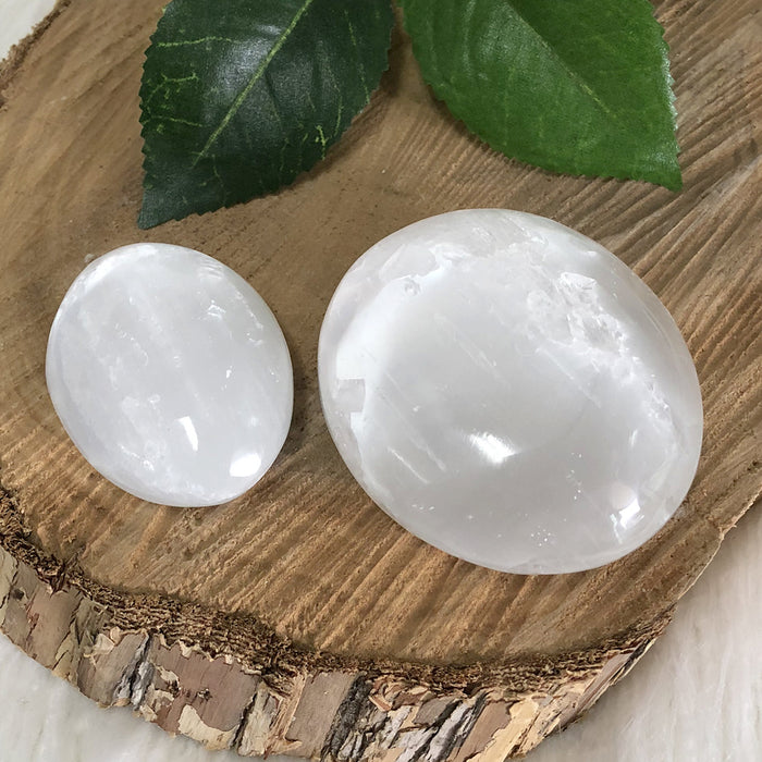 White Selenite Palmstone 1pc