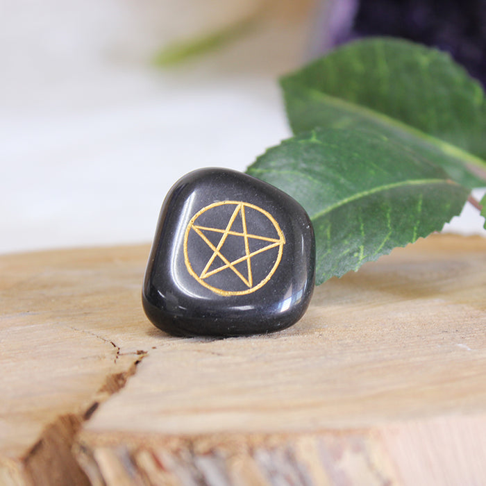 Black Onyx - Pentagram Carving - BOGO - Buy One Get One Free