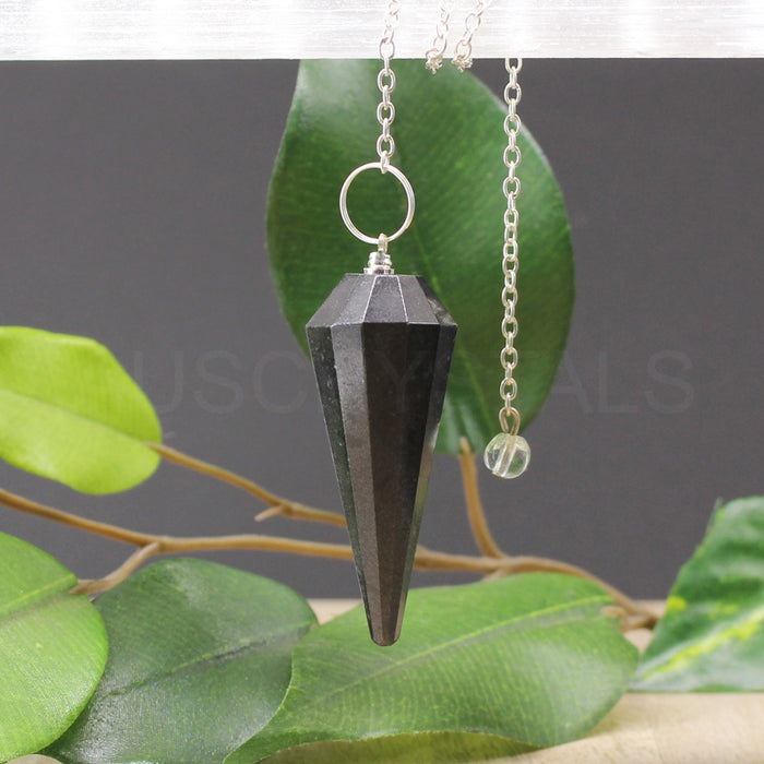 Black Tourmaline Faceted Pendulum